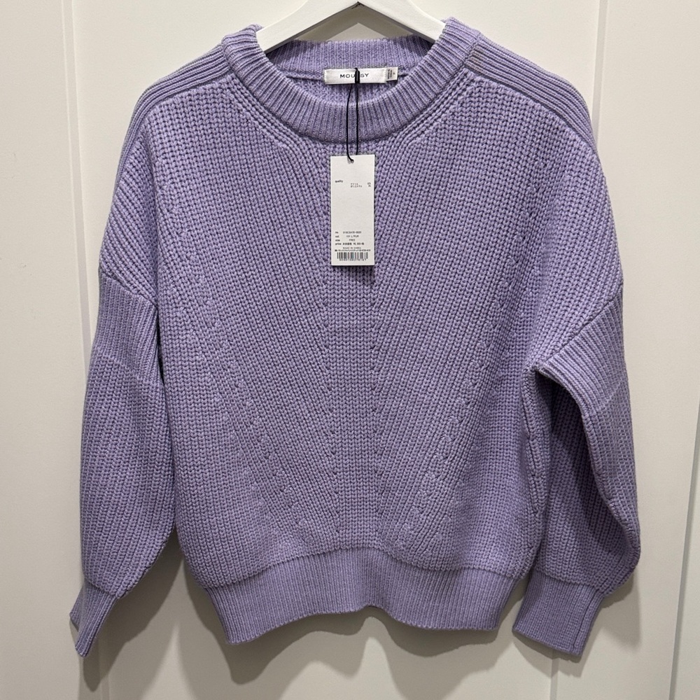 MOUSSY Lavender Knit Crew Neck Sweater